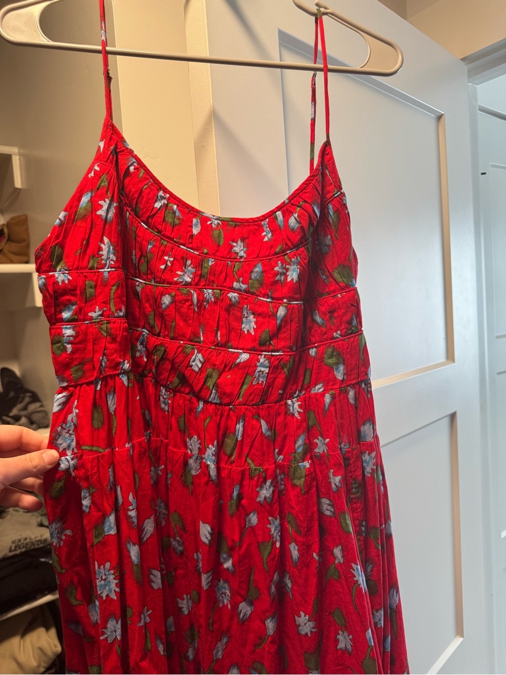 J crew Floral and Red Spaghetti-Strap Summer Dress